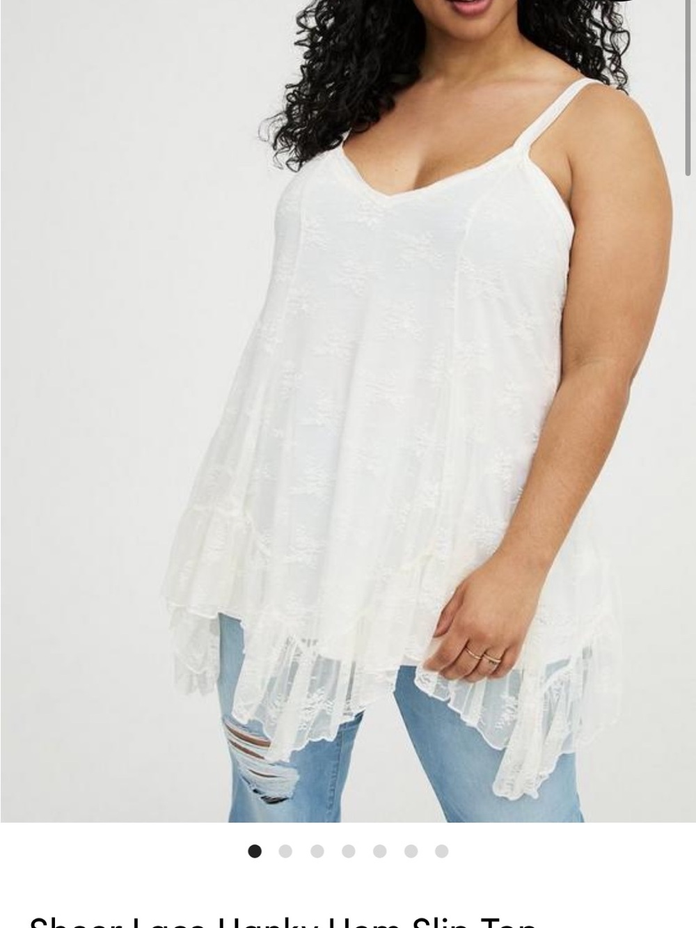 Torrid Sheer Lace Handkerchief Hem tank top NWT